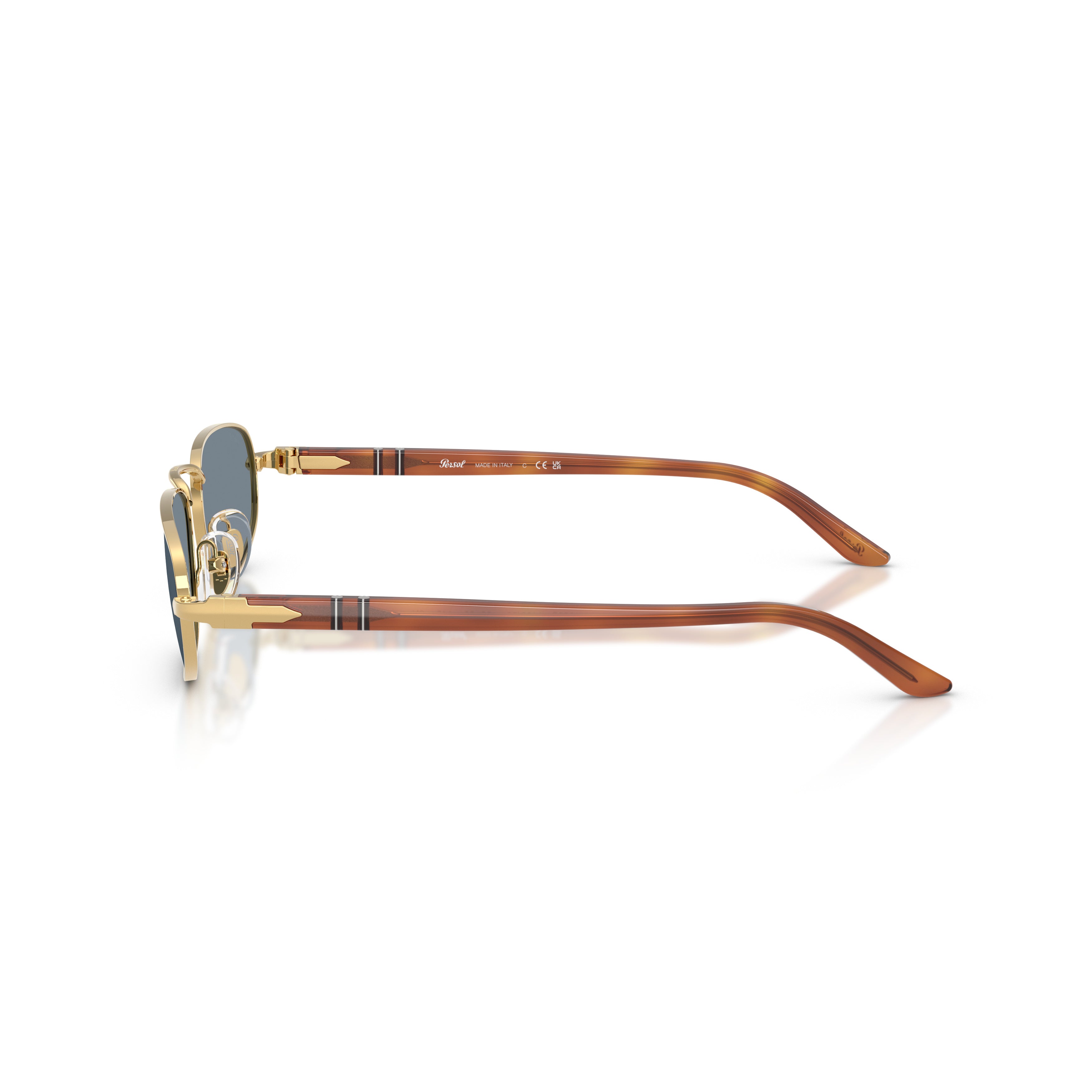 0po1028s Rectangular Gold Metal Sunglasses with Tortoiseshell Arms