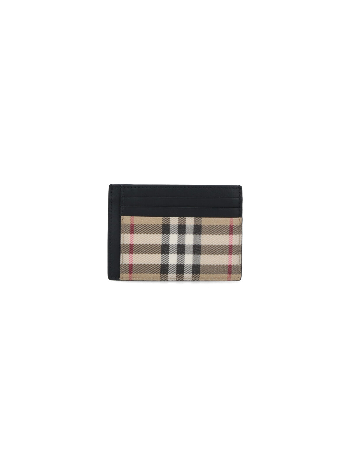 Compact Beige Check Pattern Cardholder