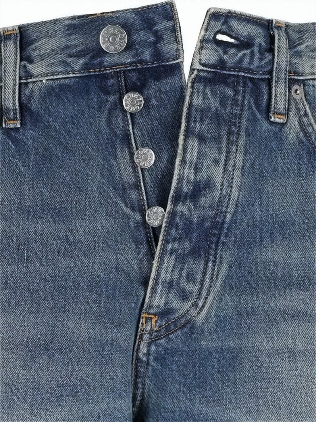 Relaxed Wide-Leg Denim Pants with Faded Wash