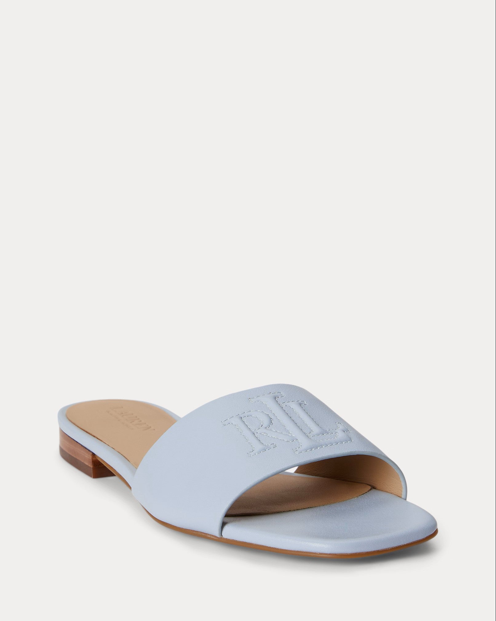 Slide Sandal with Wide Strap and Embossed Initials