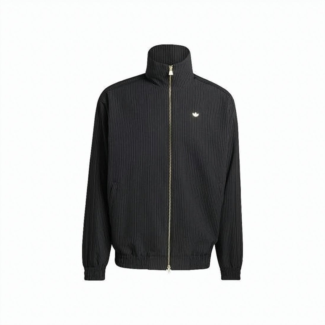 Casual Jacket with High Collar and Pinstripe Pattern