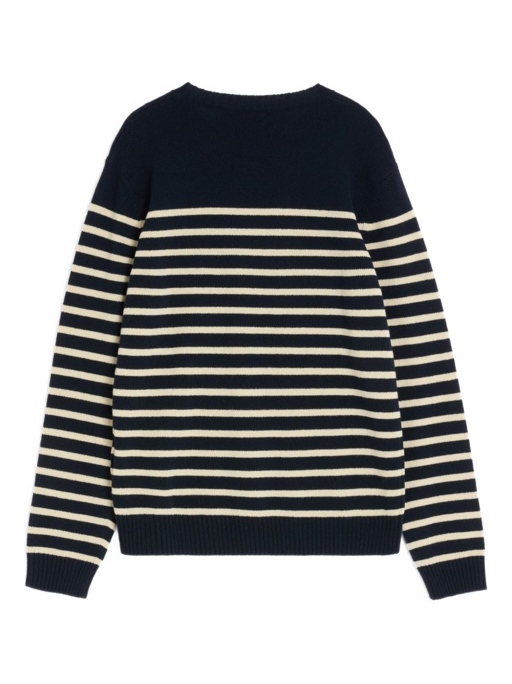 Navy Blue Stripe Pattern Crew Neck Valentino Sweater