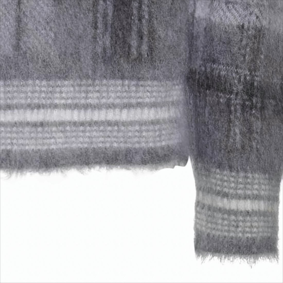 Plaid Knit Sweater with Fuzzy Texture and Cropped Hem