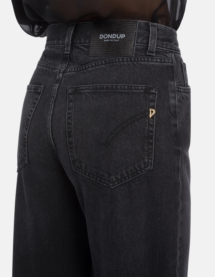 Wide-Leg Jeans with Ornate Gold Button Detailing