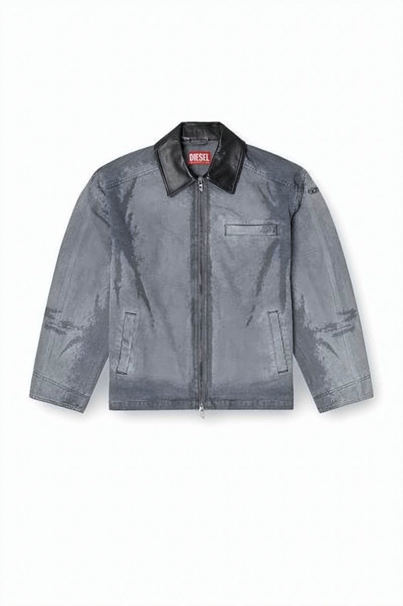 Cropped Grey Jacket with Contrasting Collar