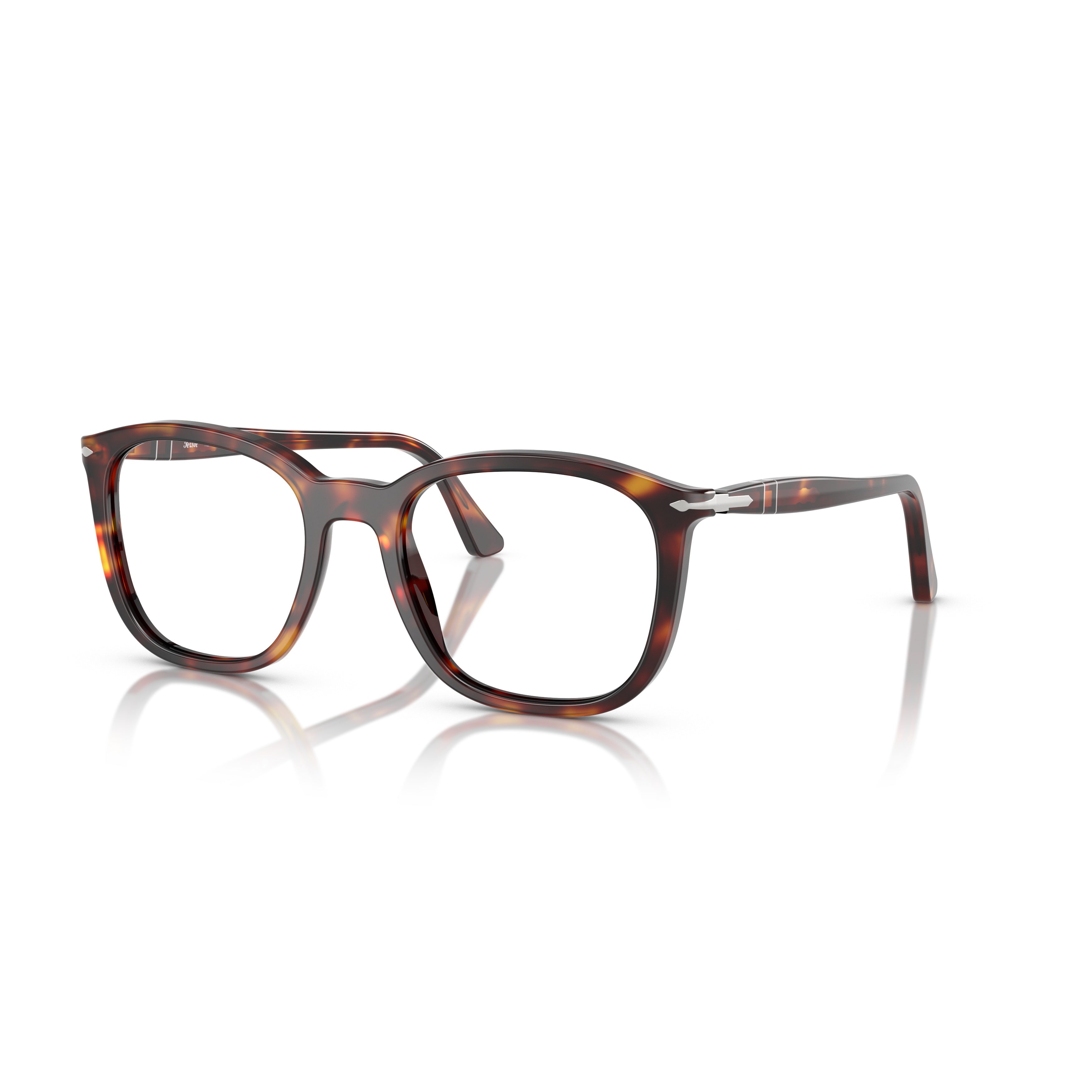 0po3355v Square Tortoiseshell Acetate Eyeglasses with Silver Accents