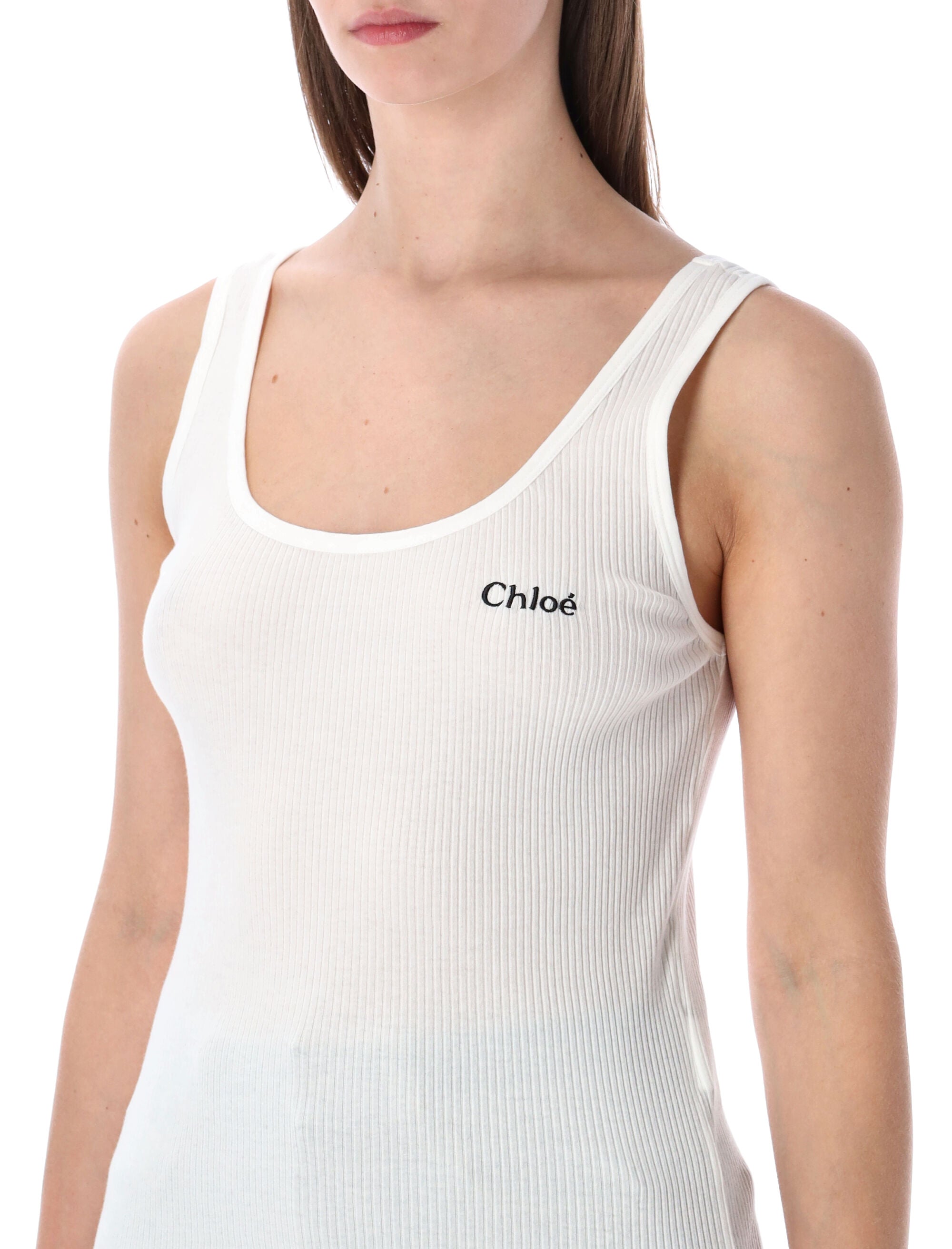 Chloé Fitted Logo Jersey Tank Top