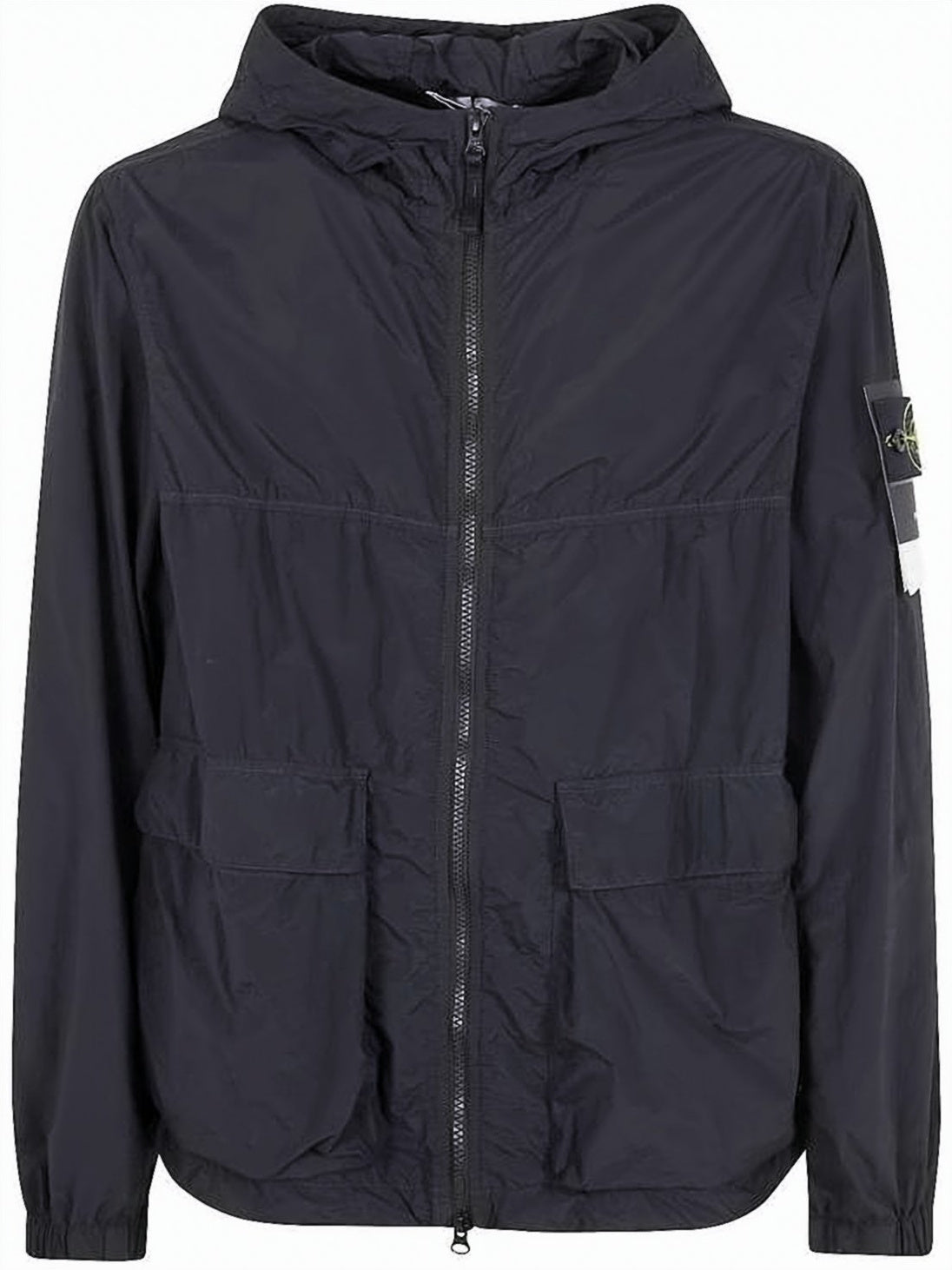 Minimalist Black Hooded Jacket with Zipper Closure