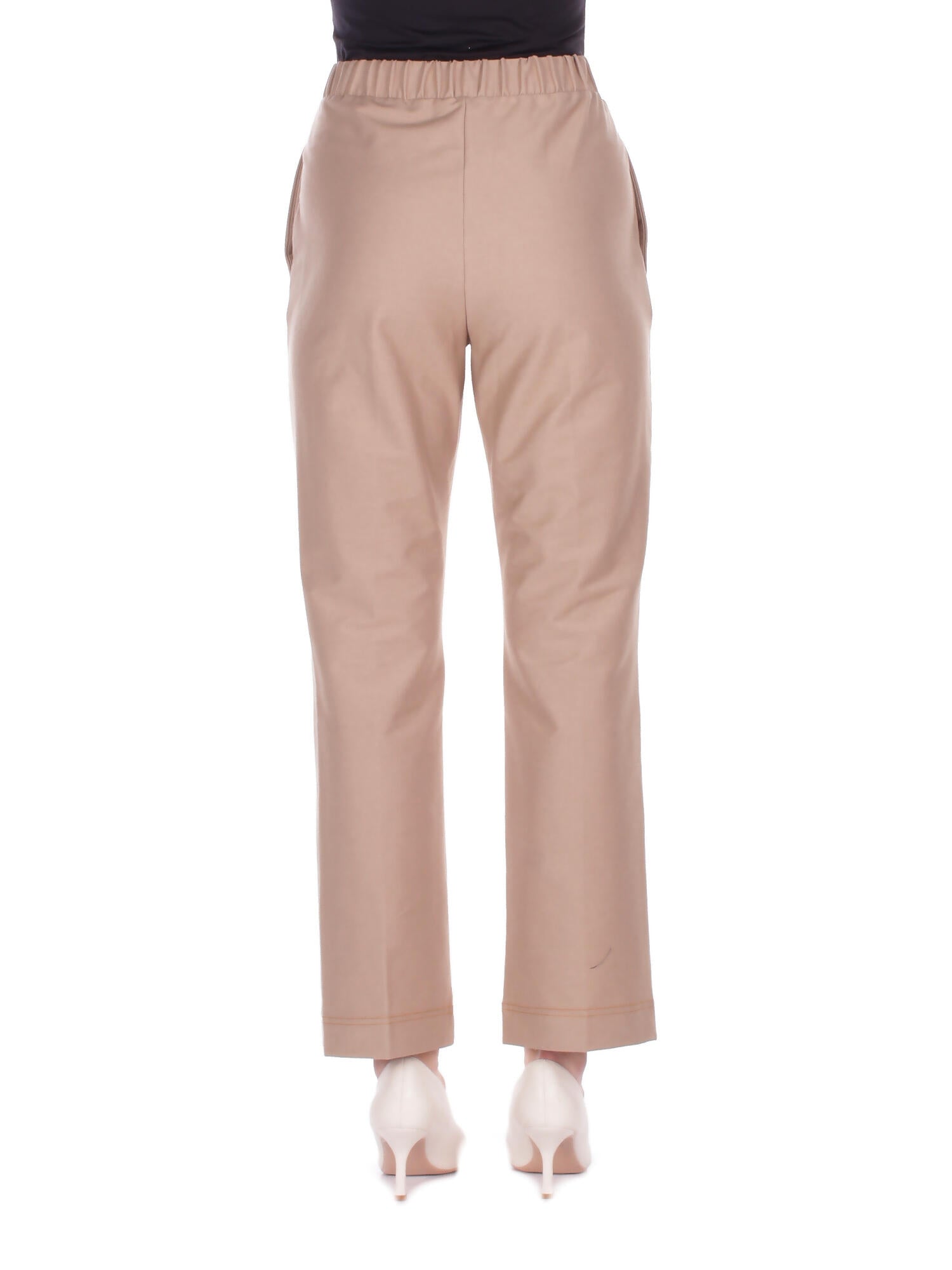 Beige Mid Rise Trousers