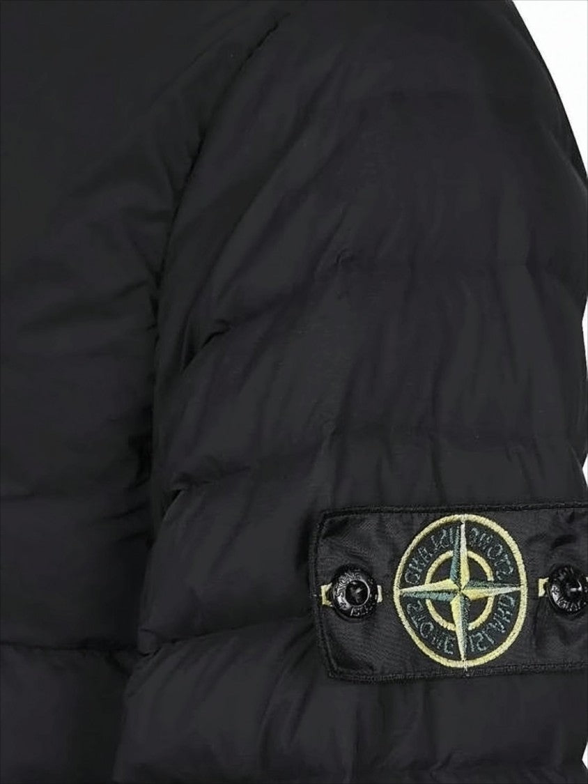Horizontal Quilted Padded Jacket with High Collar