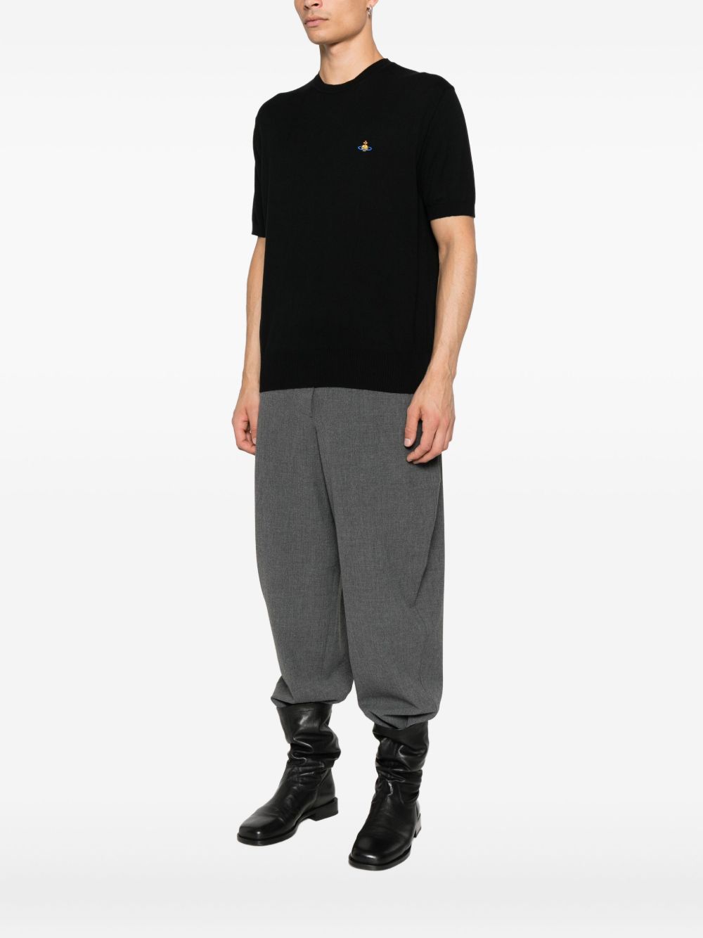 Short-Sleeved Sweatshirt in Organic Cotton-Cashmere Blend