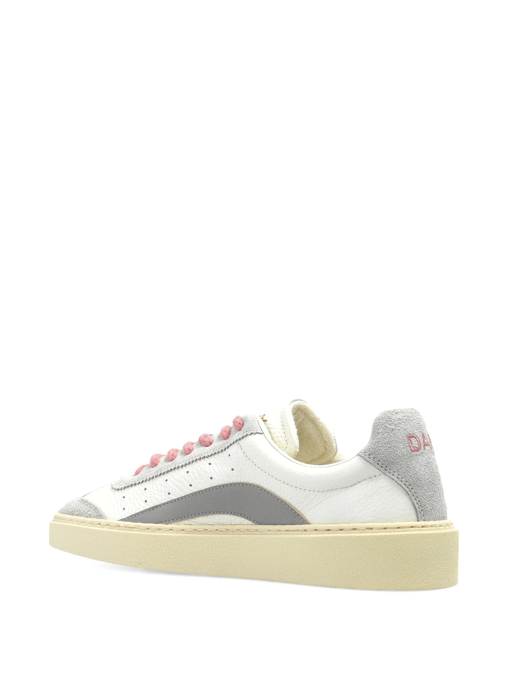White/Grey Low-Top Suede Texture Sneakers