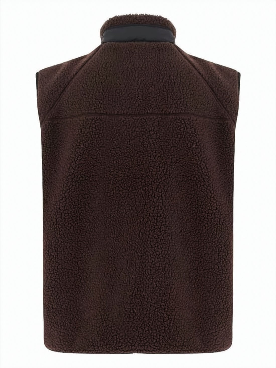 Textured Fleece Vest With Plush High Collar