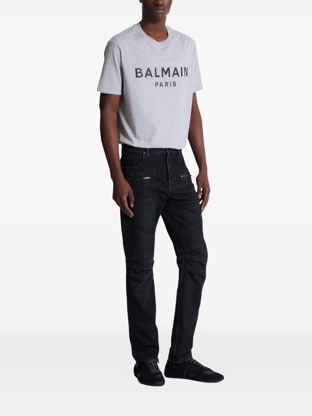 Slim Fit Black Jeans With Ribbed Detailing