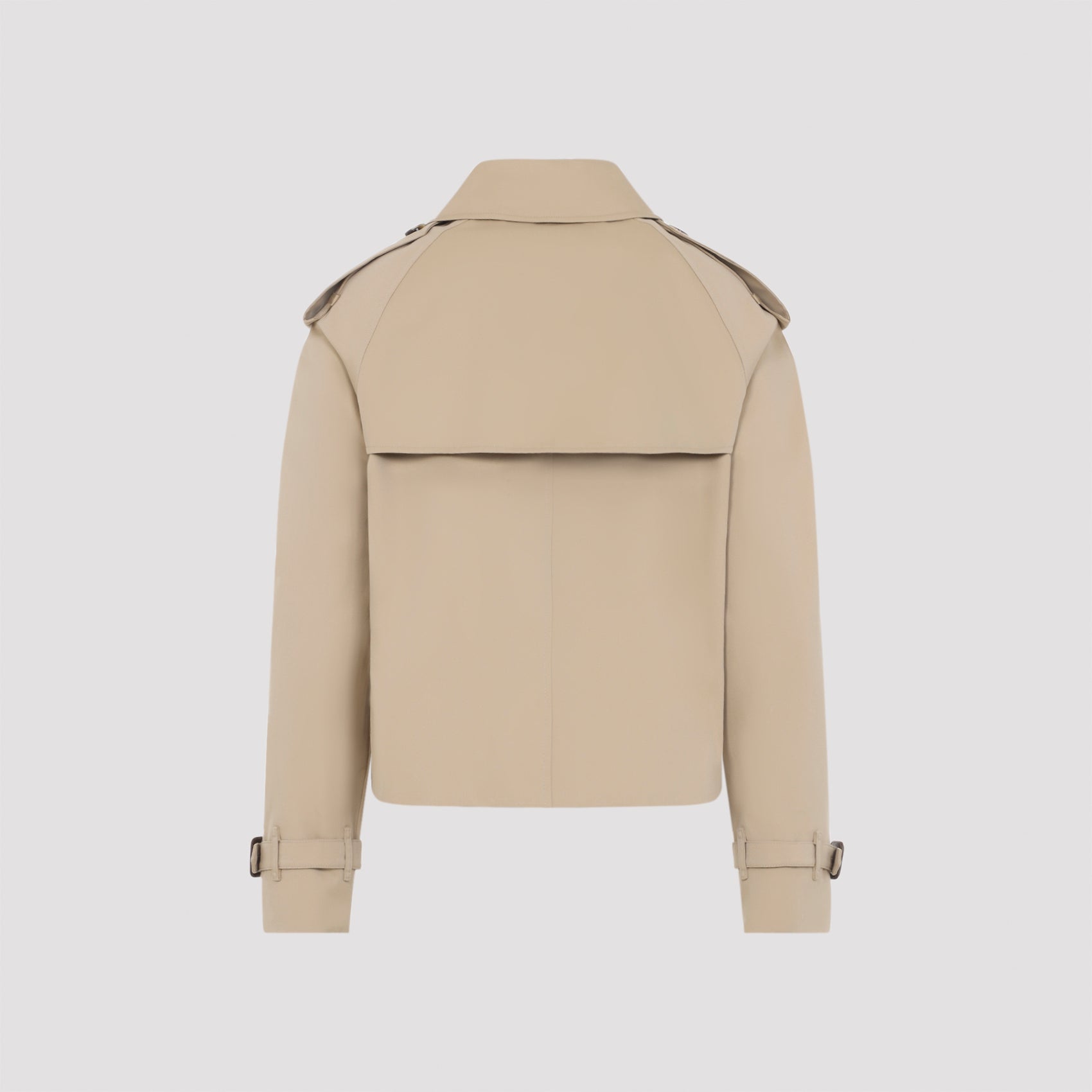 Cropped Double-Breasted Cotton Coat With Classic Collar