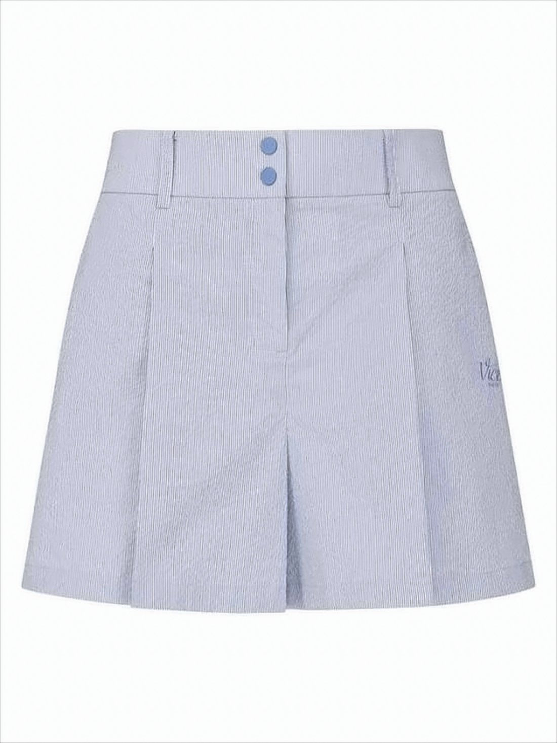 Subtle Pinstripe Women's Shorts with Pleat Detail