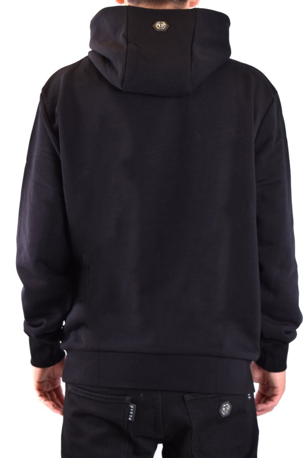 Black Cotton Sweatshirt With Iconic Hexagonal Logo