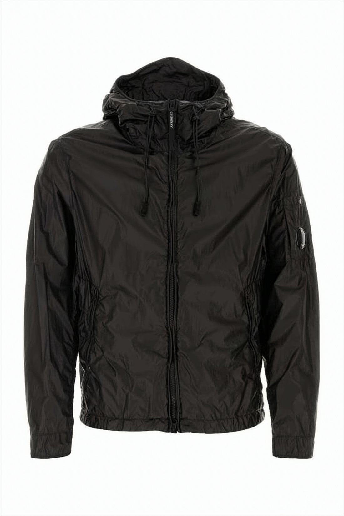 Lightweight Black Padded Jacket With Adjustable Hood And Logo Detail