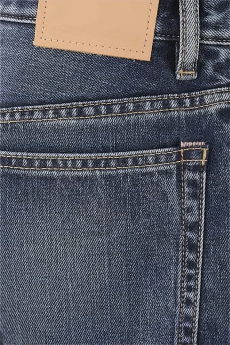 Cropped Wide-Leg Denim Pants With Whiskering Details