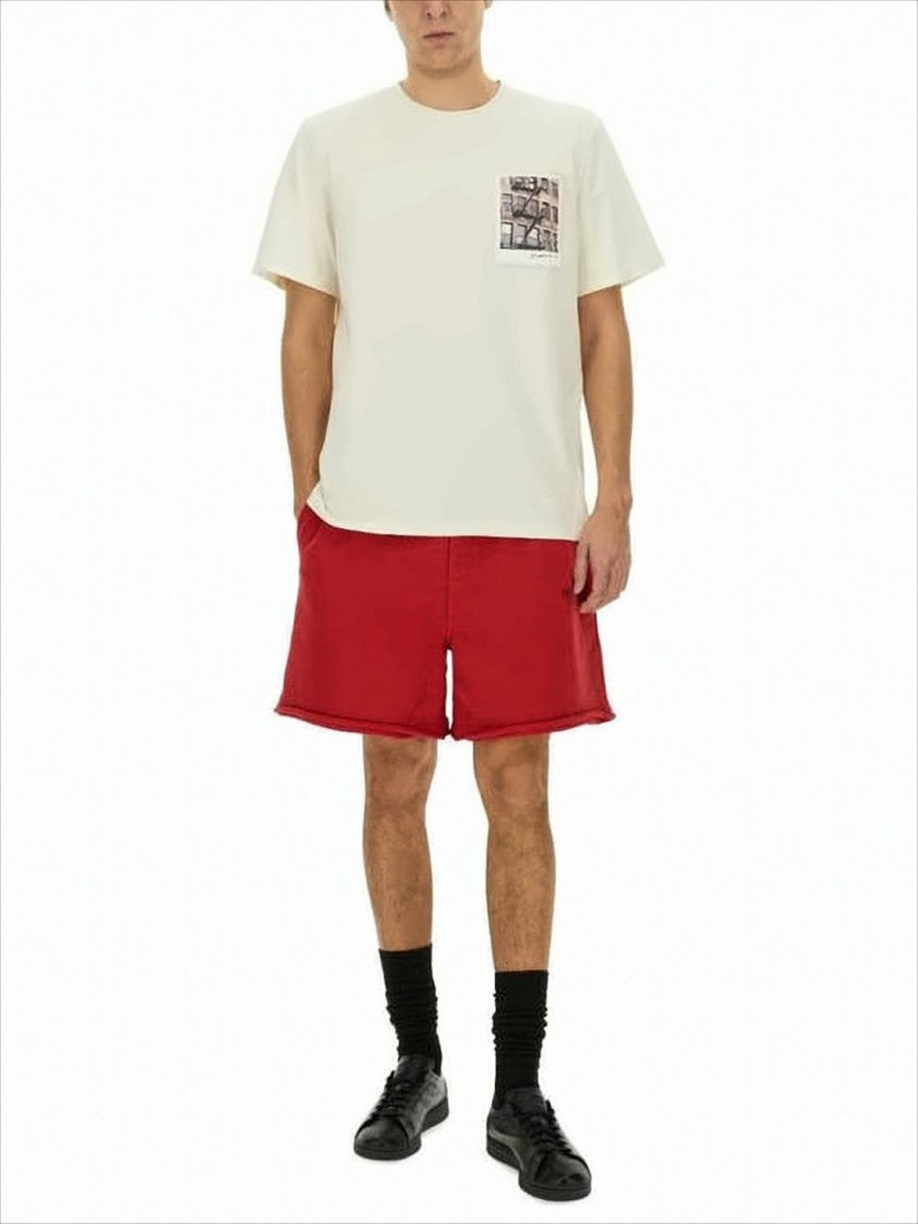 Relaxed Fit Red Shorts with Elastic Waistband