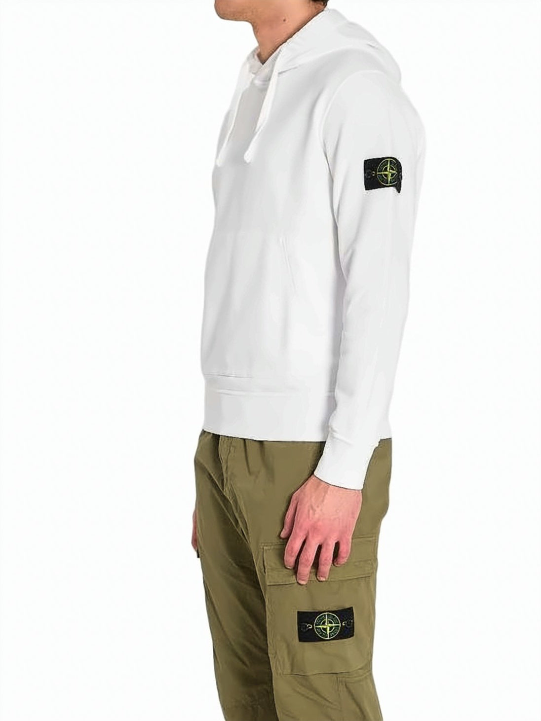 White Cotton Hoodie with Signature Patch