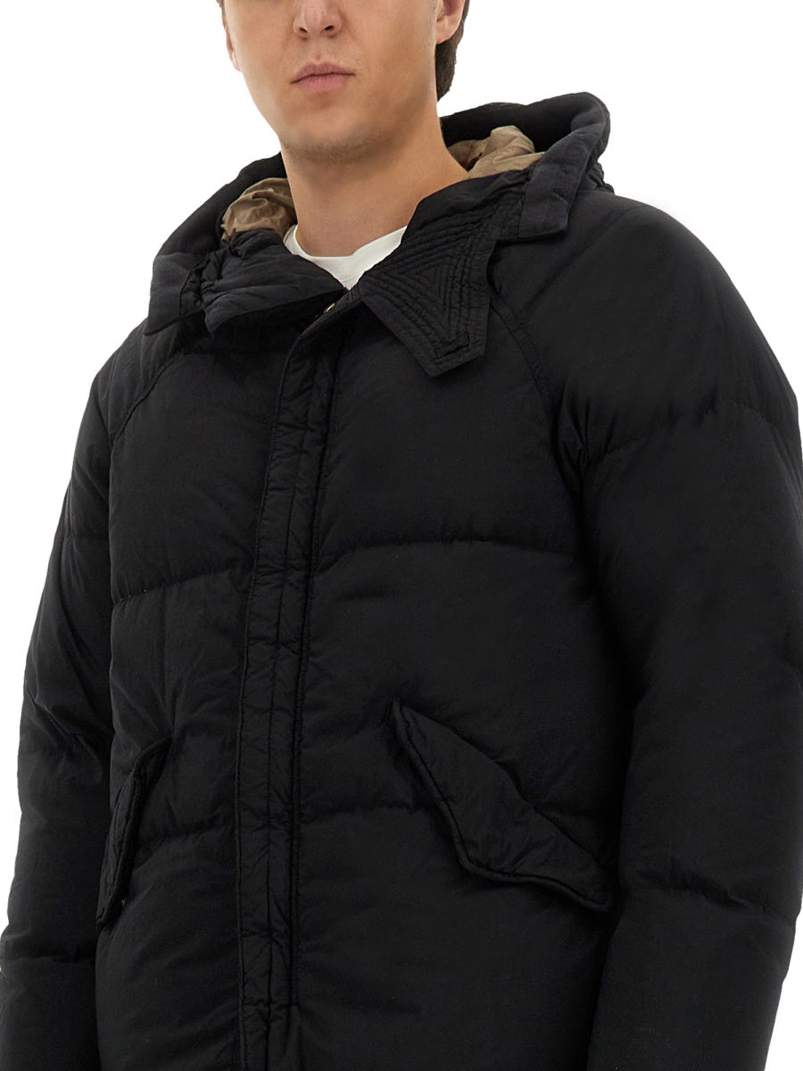 Puffer Down Jacket With High Collar And Hood