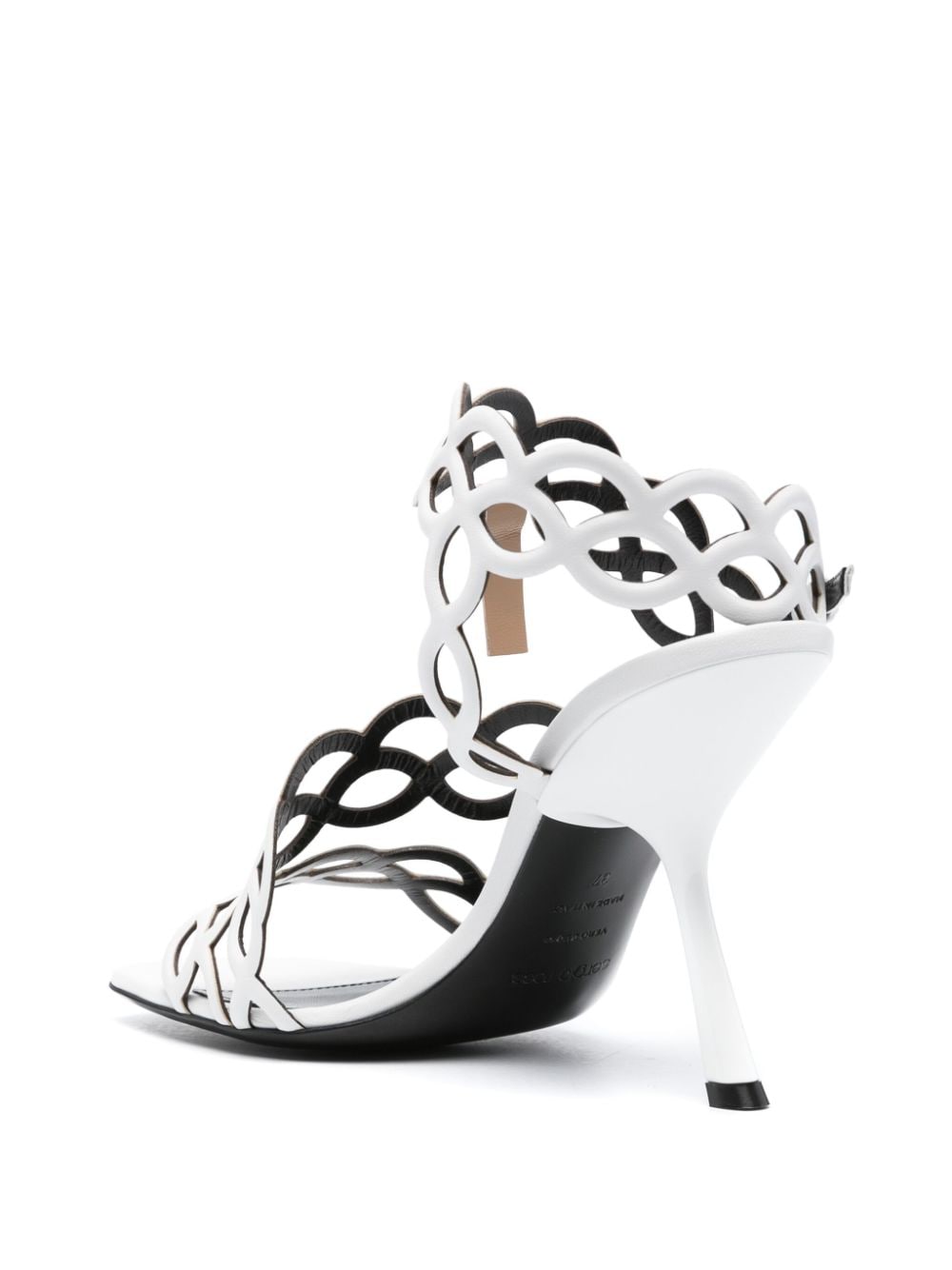 Spiral Design White Calf Leather Sandals