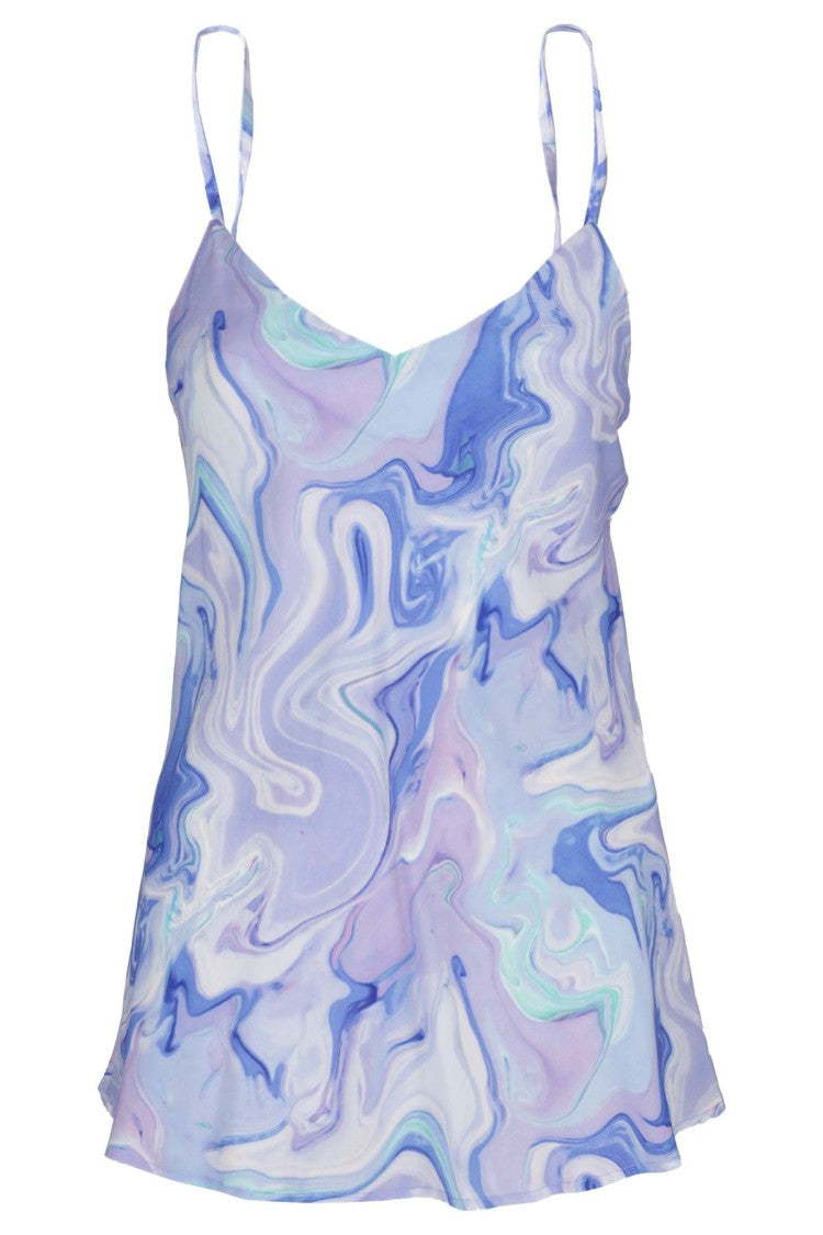 Purple-Colored Top With Patterned Print