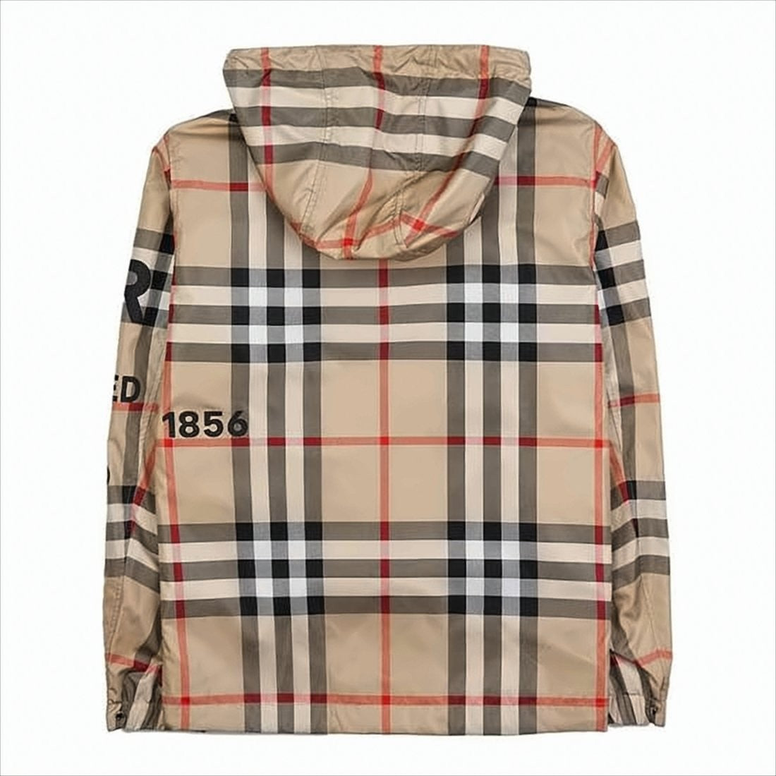 Checkered Hooded Jacket with Adjustable Drawstrings