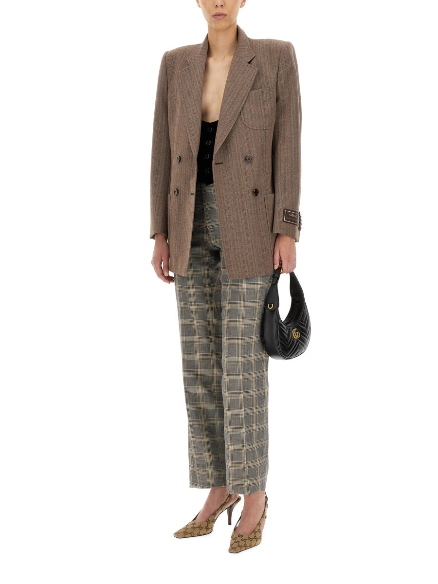 Classic Herringbone Patterned Wool Jacket