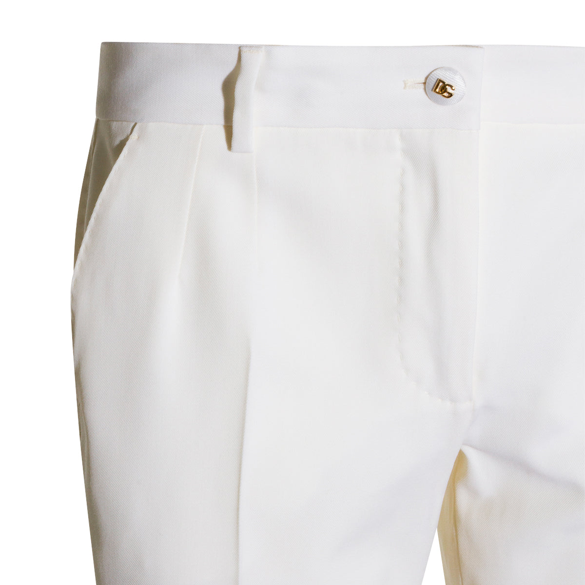 White Wool Straight-Leg Pants