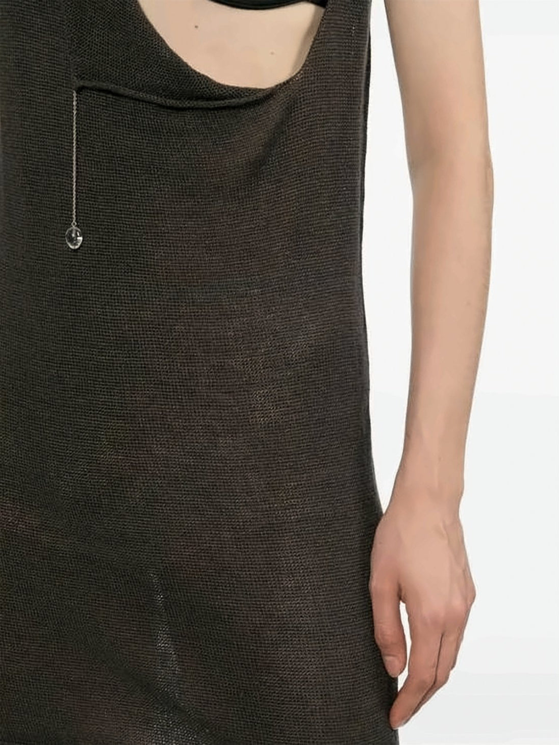 Asymmetrical Black Sleeveless Top with Draped Neckline