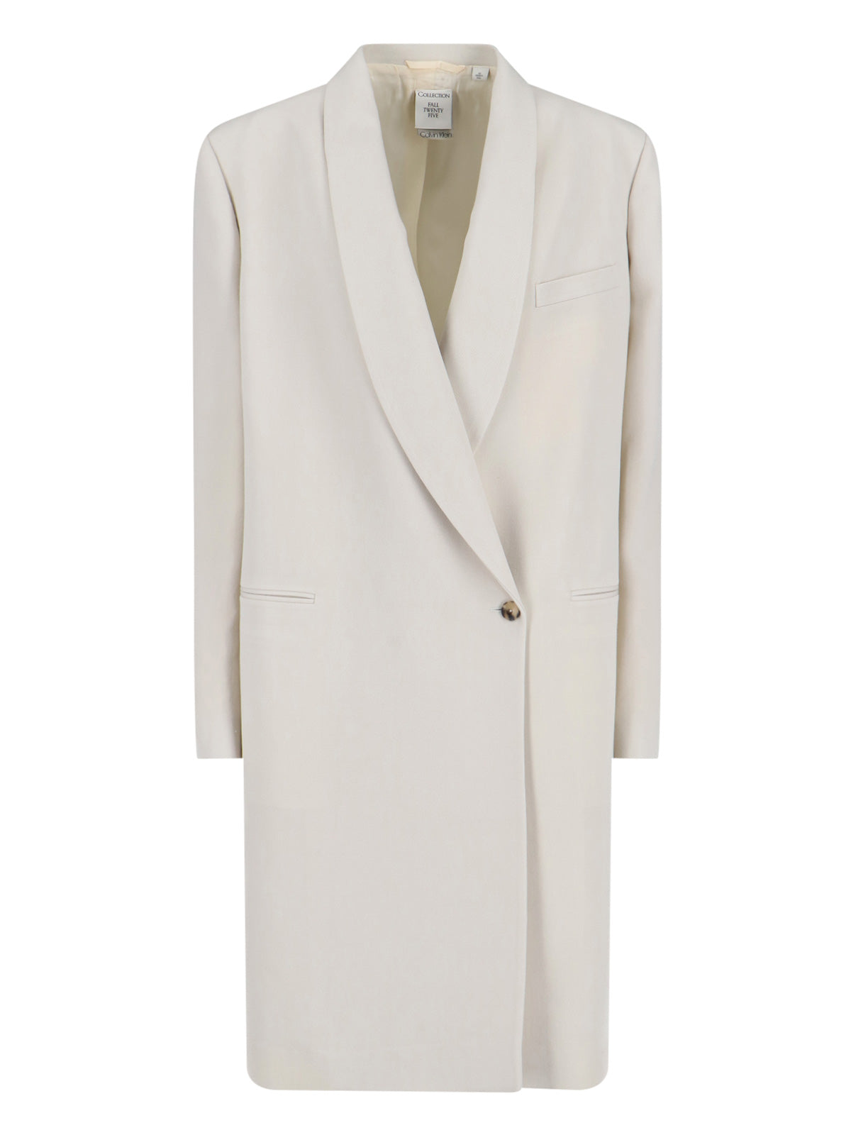 Double-Breasted White Wool Coat