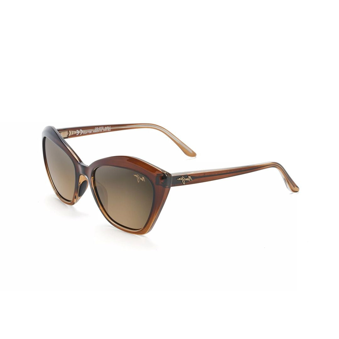 Lotus Gradient Brown Cat-Eye Sunglasses with Slender Arms