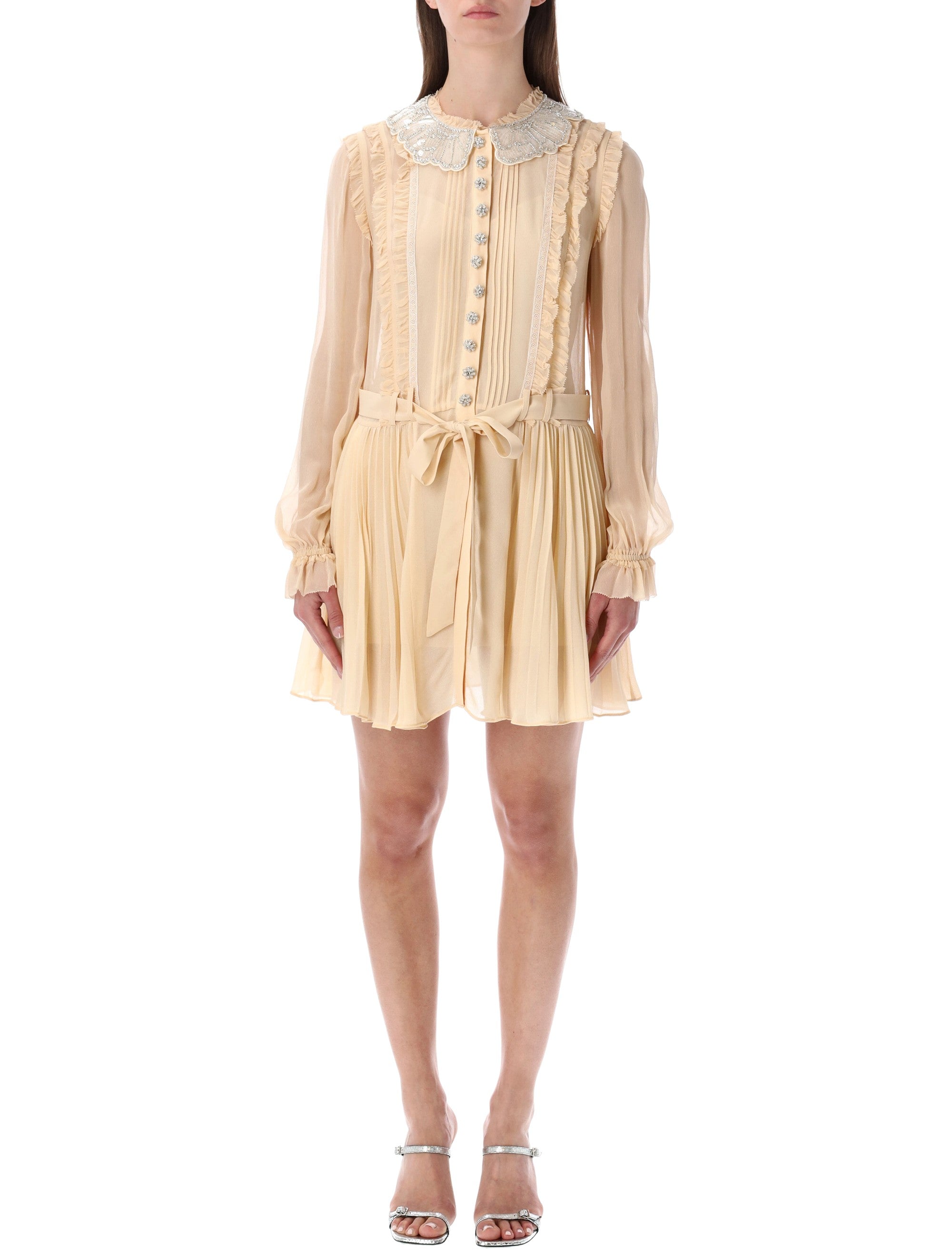 Pleated Georgette Mini Dress