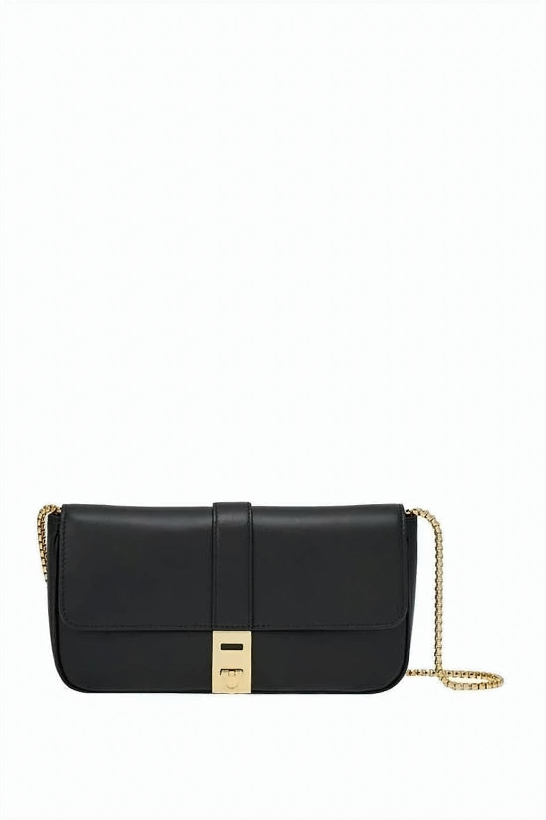 Rectangular Black Cowhide Shoulder Bag