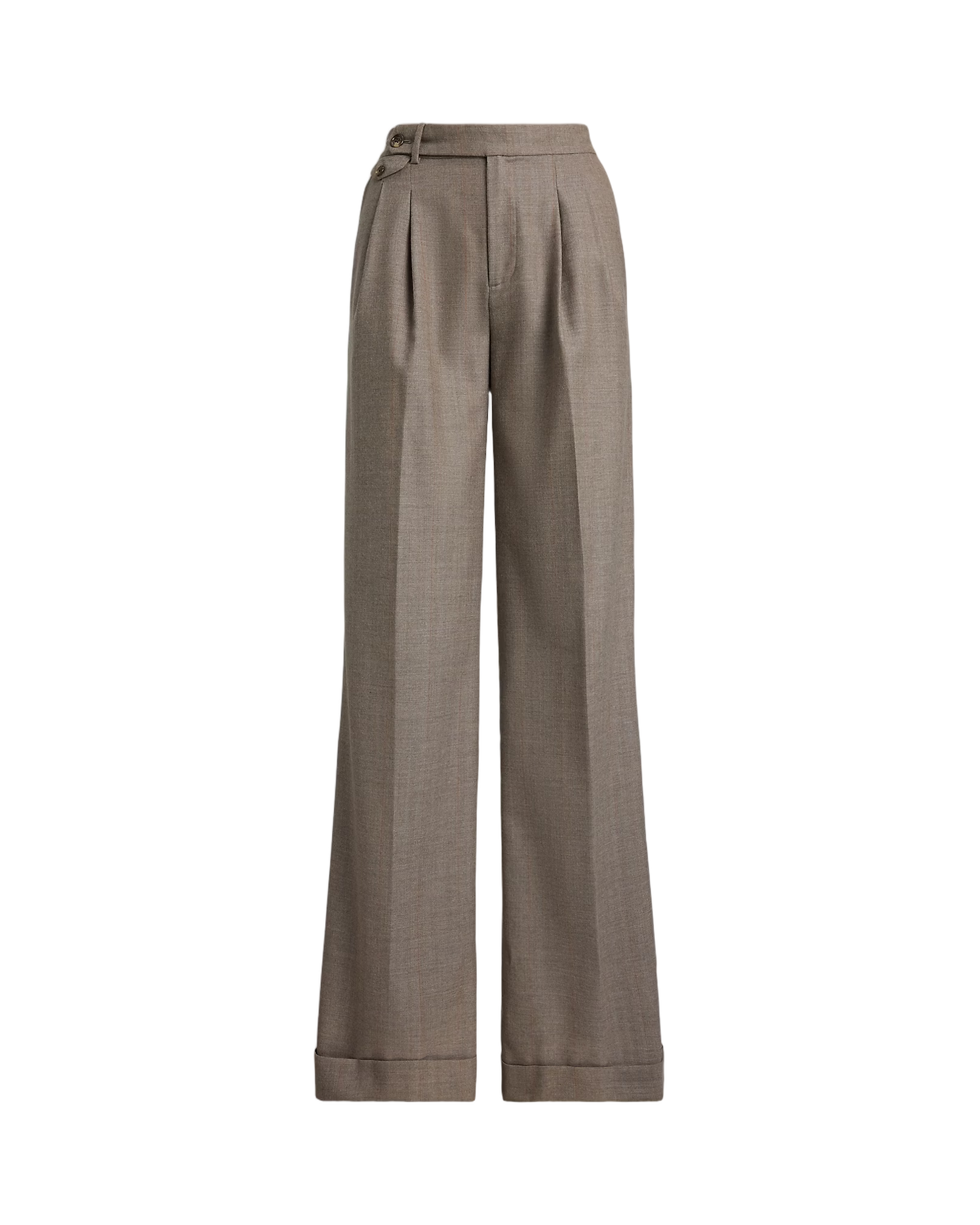 Full-Length Pleated Trousers With High Waist