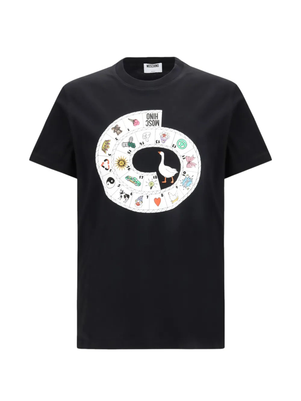 Graphic Spiral Design T-Shirt With Iconic Moschino Print