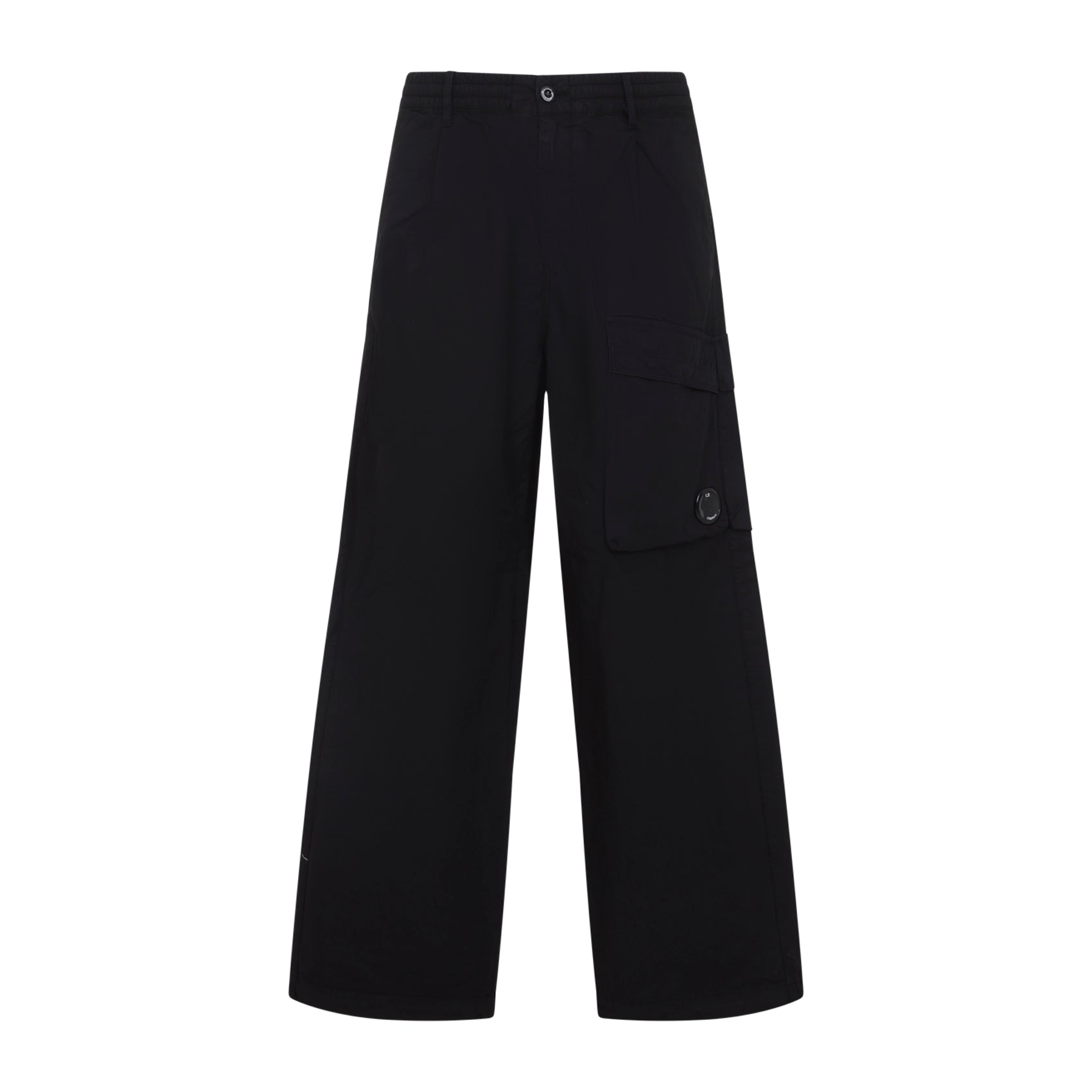 Wide-Leg Casual Trousers with Utility Pocket and Distinctive Lens
