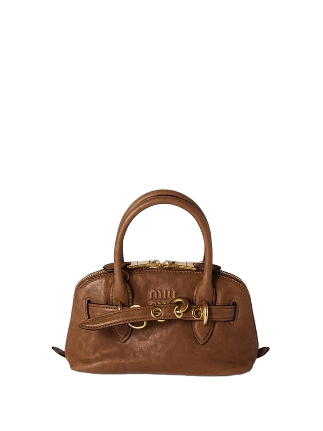 Elongated Brown Lambskin Crossbody Bag
