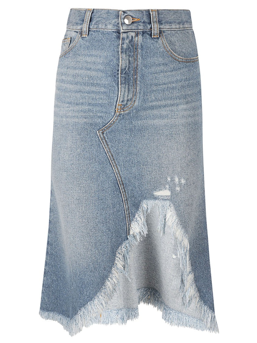 Asymmetrical Hem Denim Skirt