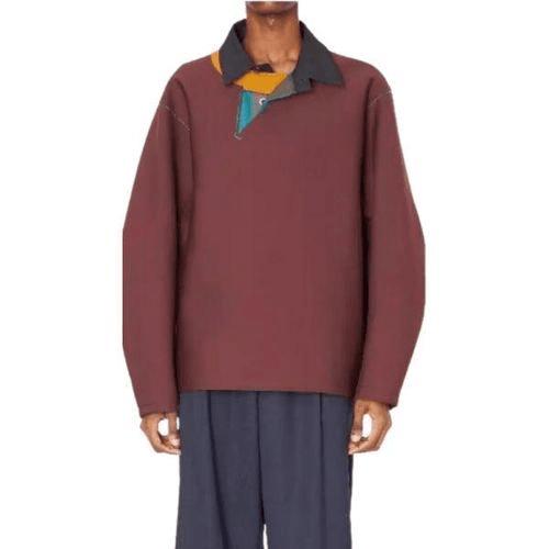 Multicolor Collar Long-Sleeve T-Shirt