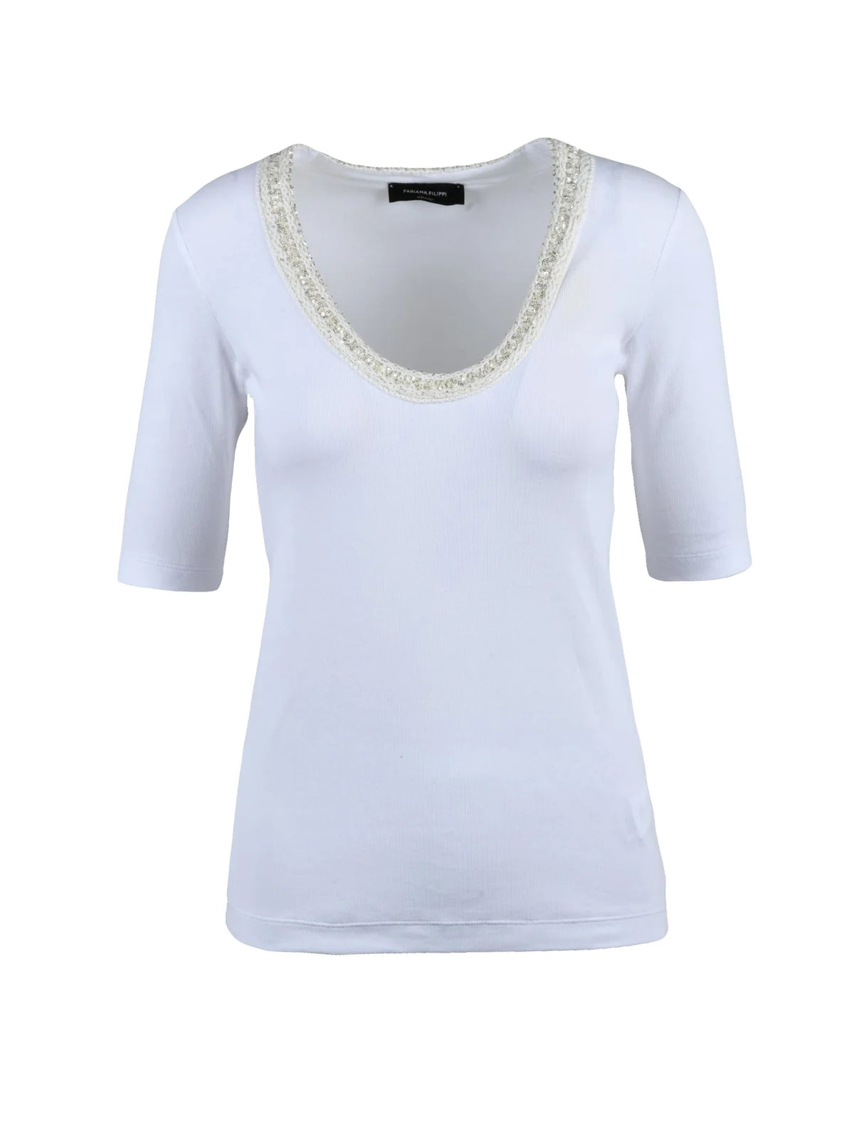 White Women Cotton Elastane T-shirt