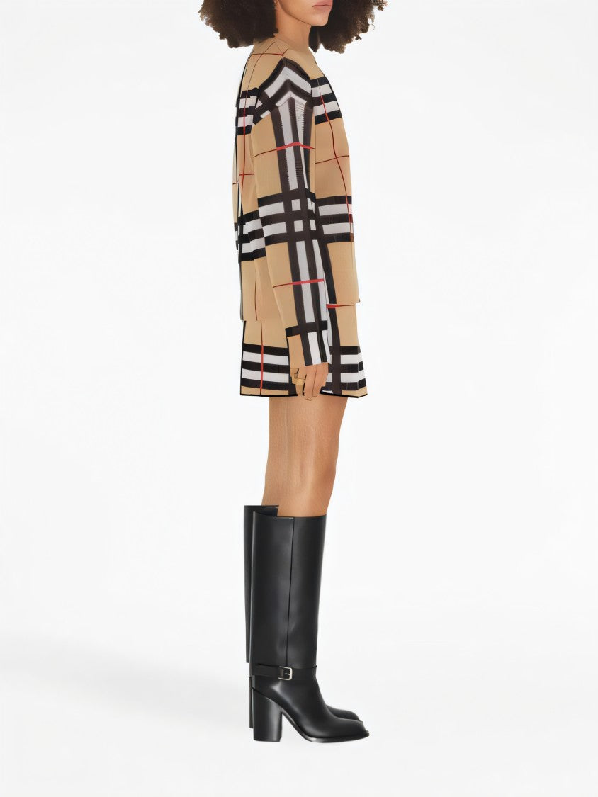 Bold Check Pattern Sweater with Textured Finish