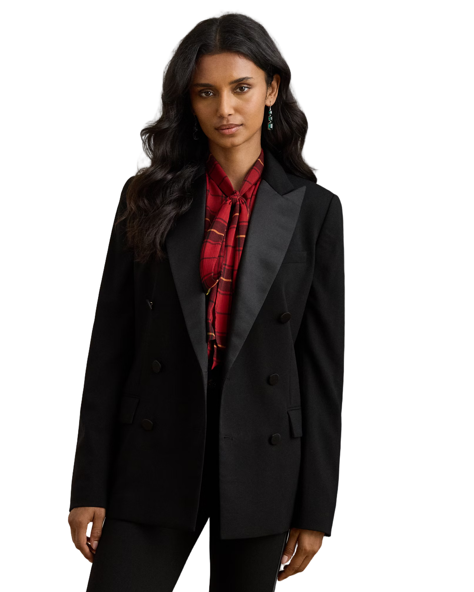 Double-Breasted Blazer With Satin Lapels