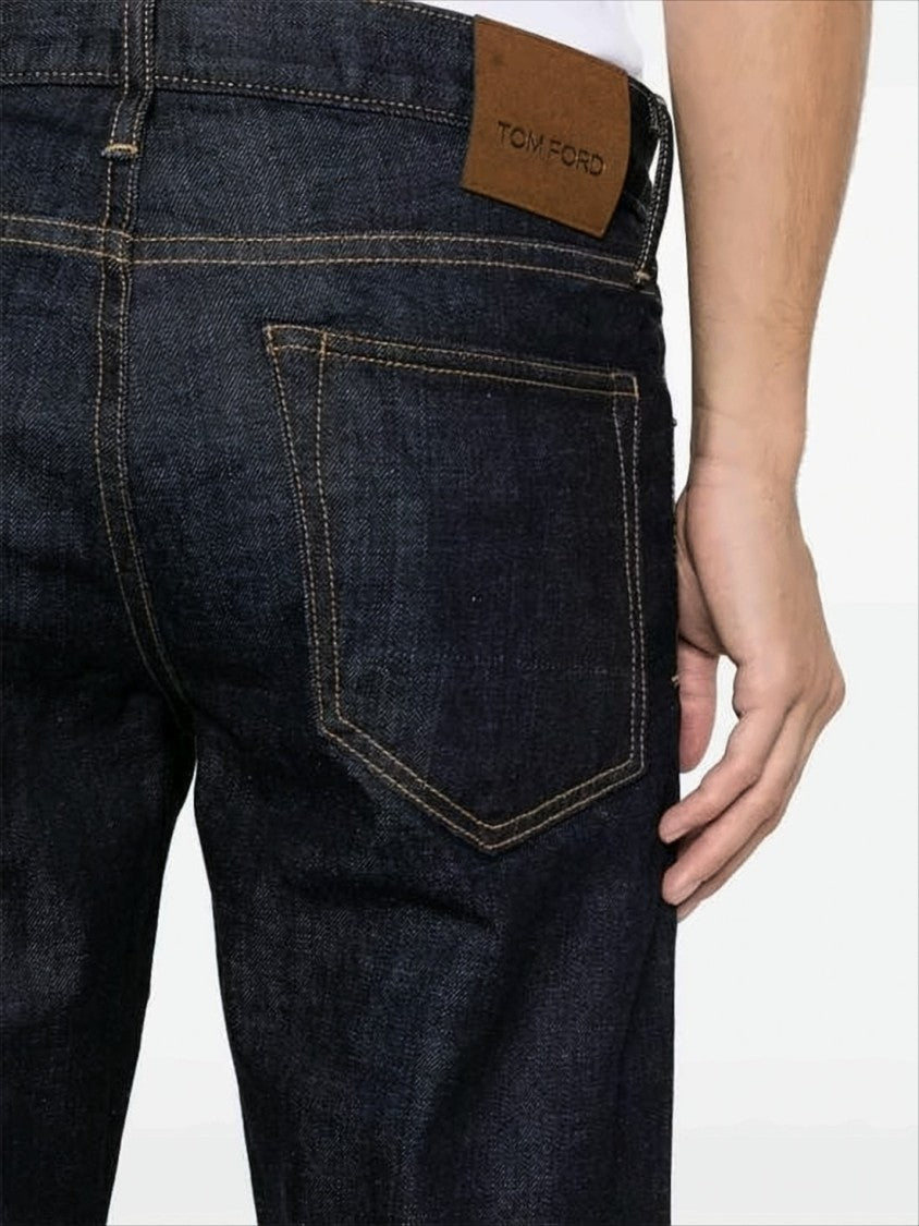 Straight-Leg Indigo Wash Denim Pants