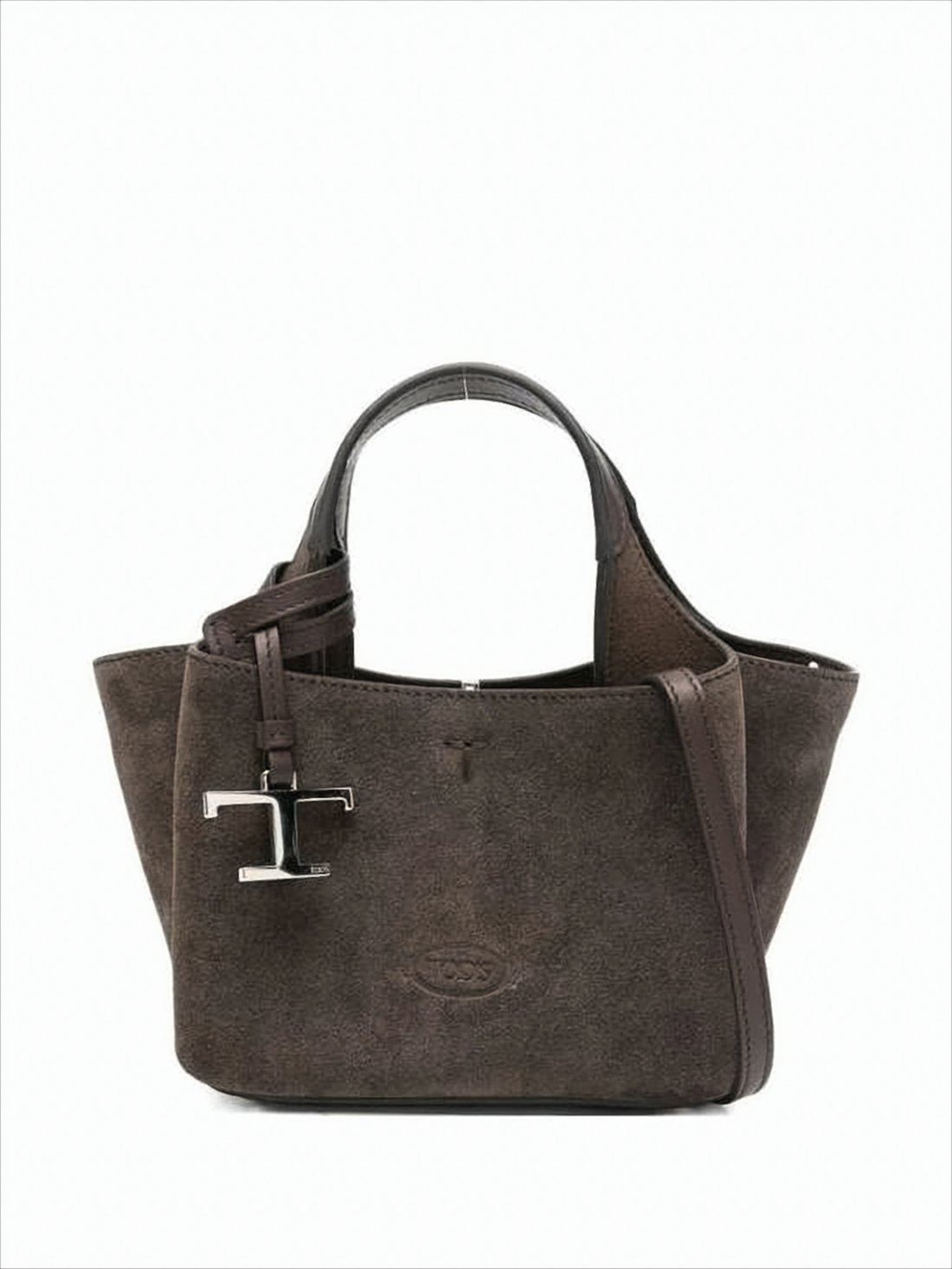 Compact Suede Calf Leather Tote Bag