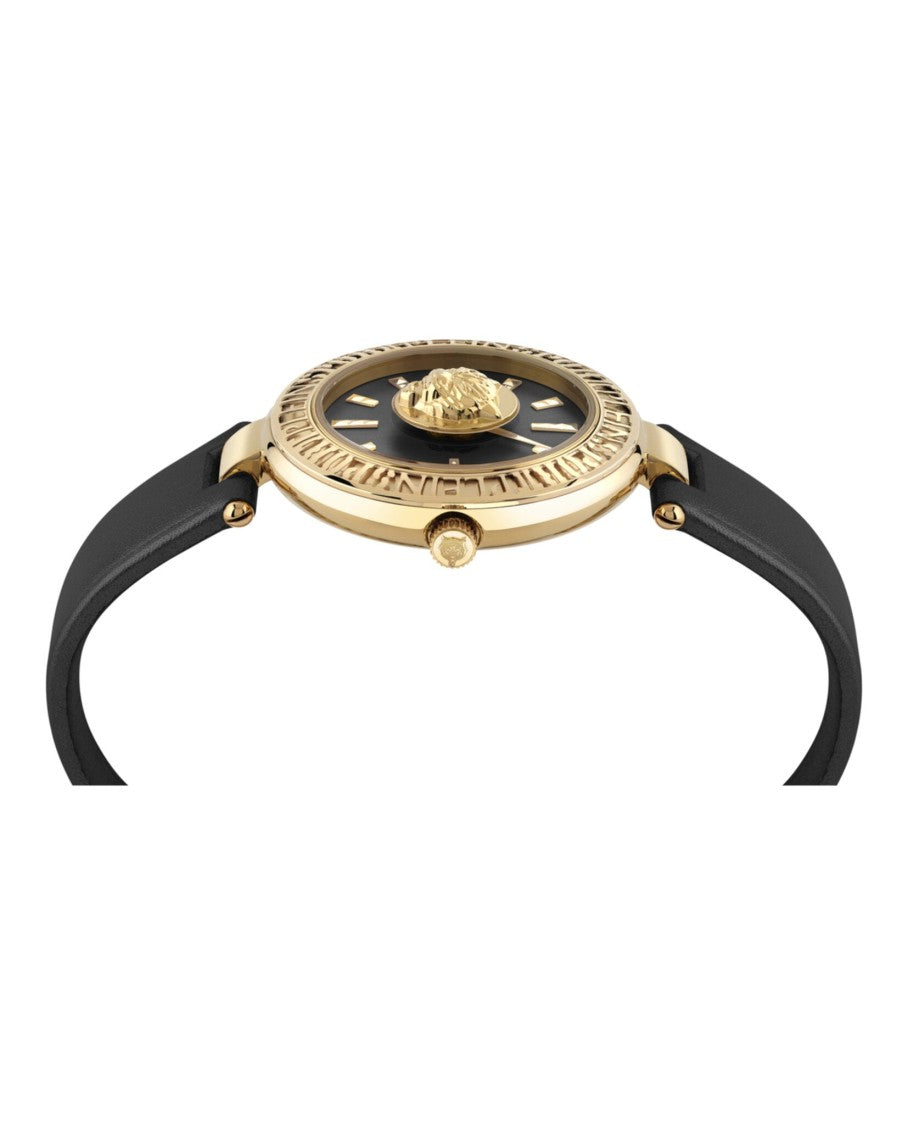 Opium Leather Strap Watch With Gold Case