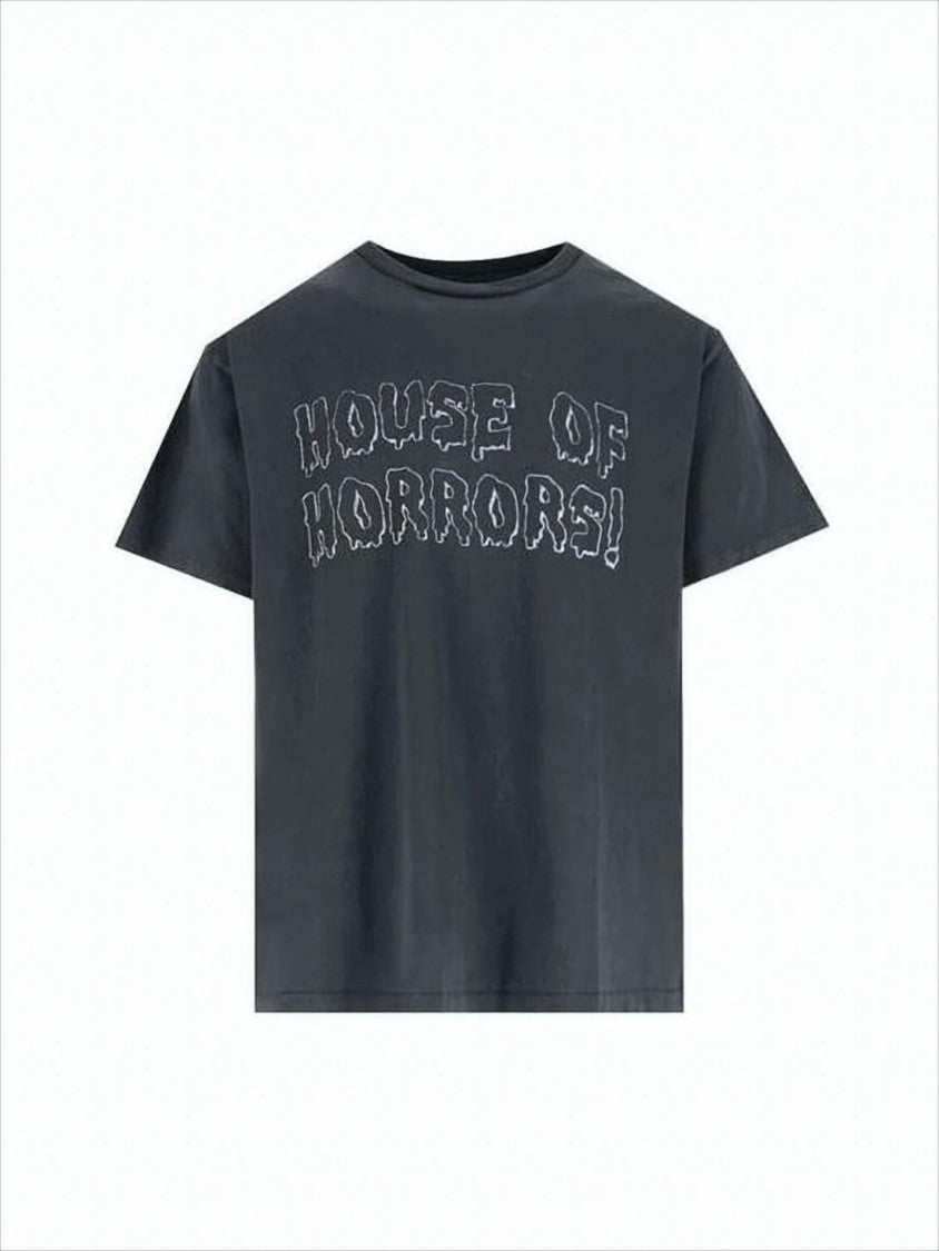 Black Short-Sleeve T-Shirt with Graphic Print