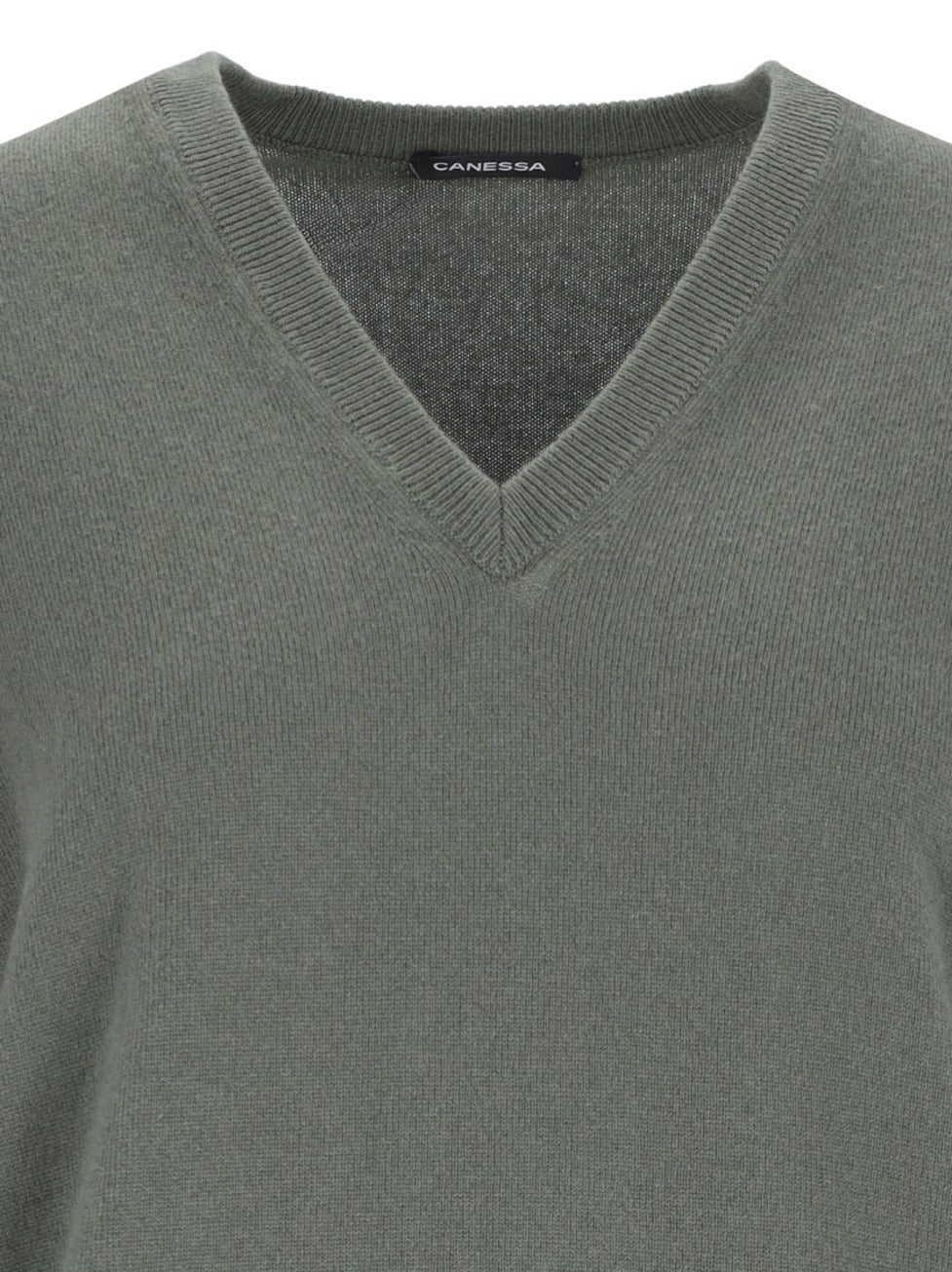 V-Neck Sweater In Green Cashmere